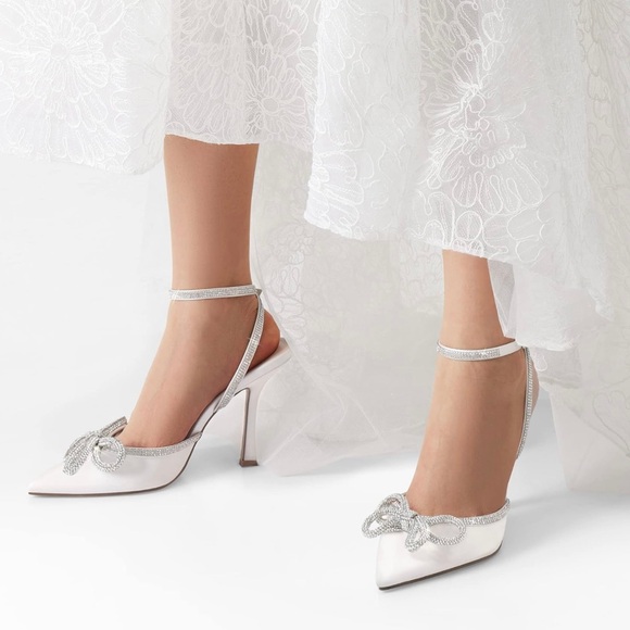 Dream Pairs White Sparkly Bow Heels - Size 9 - NWT 🤍😍 - Picture 6 of 8